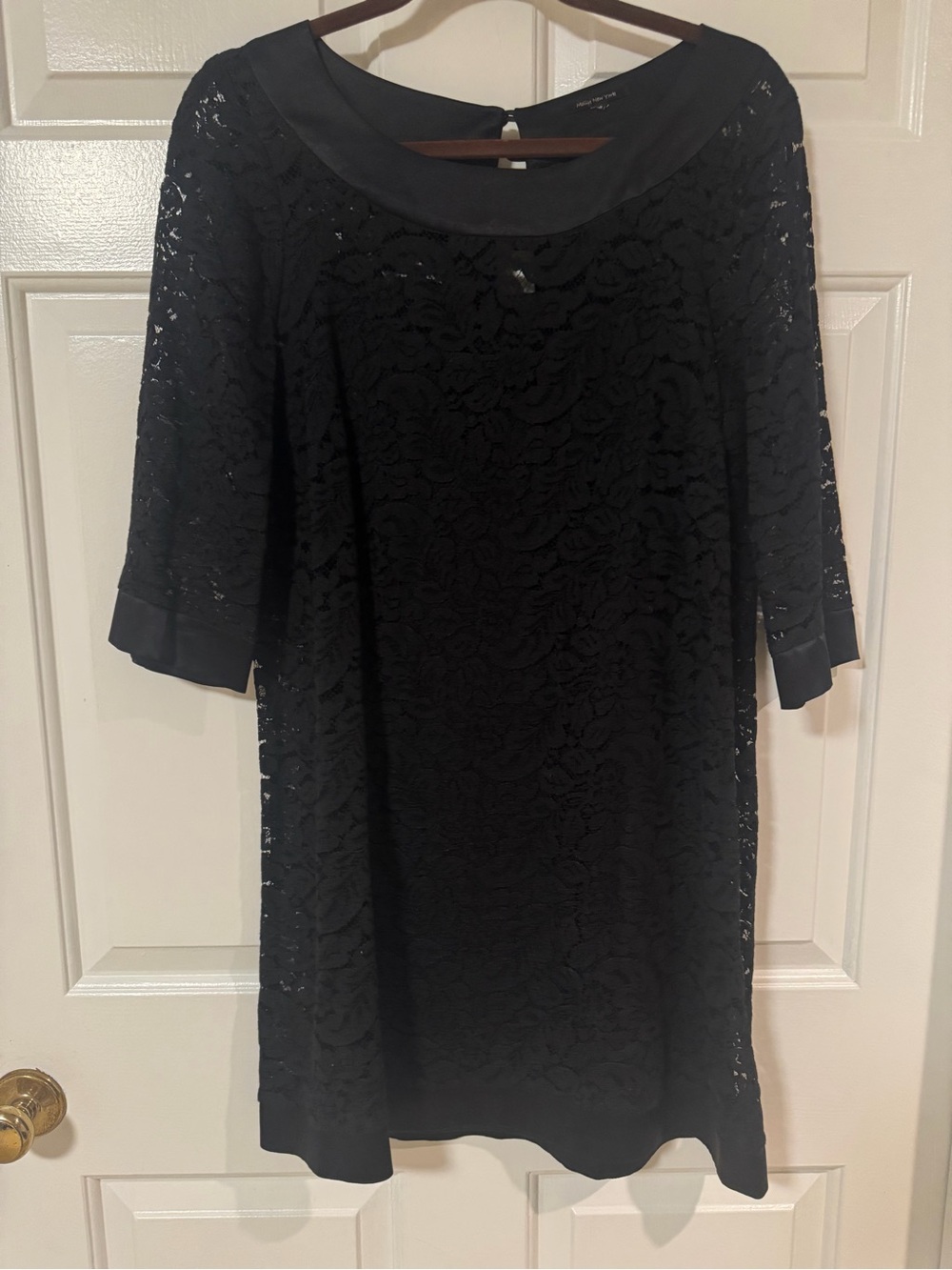 Molly New York Black Lace Midi Dress with Boat Neck